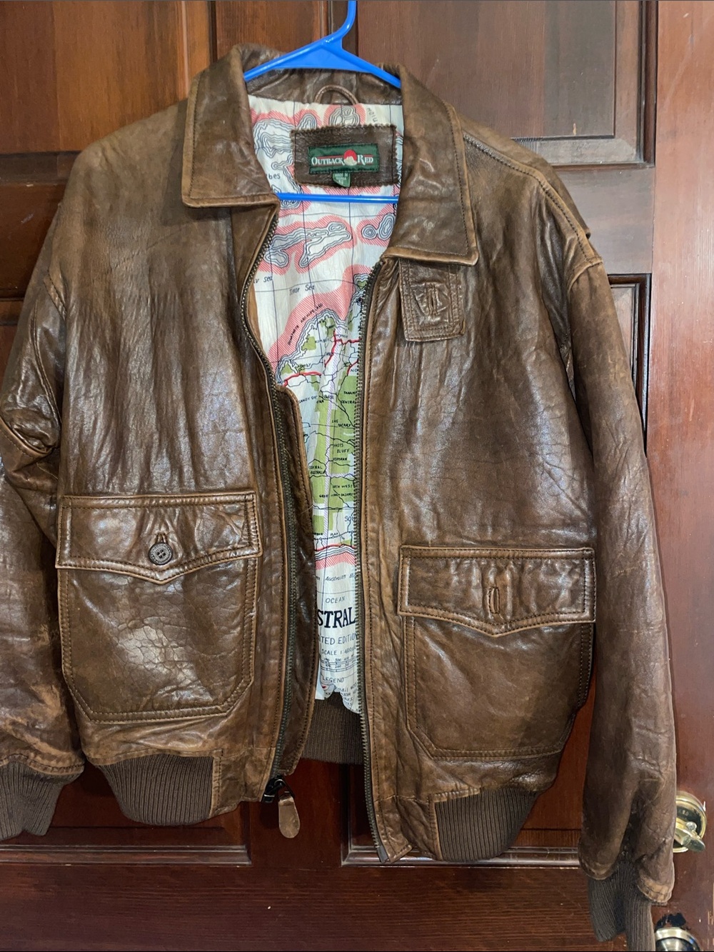 Outback Red Men's Brown Leather Bomber Jacket